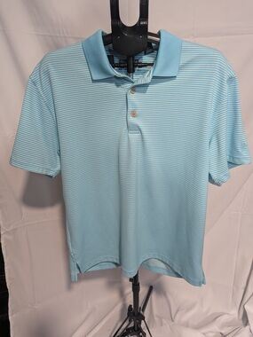 Cubavera Light Aqua Striped Polo